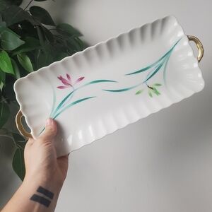 Koransha Long Porcelain Tray Saint Joan Orchid Flowers